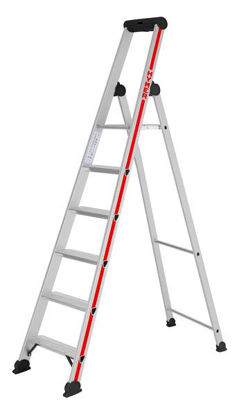 HYMER Stufenstehleiter mit Plattform, einseitig begehbar, 6 Stufen, Länge 2,12 m, Standhöhe: 1,35 m, 402606