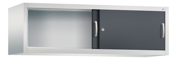 C+P Aufsatzschrank Acurado, H500xB1600xT500mm, Farbe: Lichtgrau / Schwarzgrau, Bügelgriff, 1 OH, 2154-00 S10074