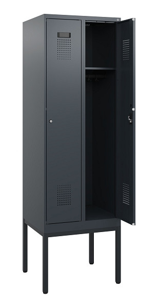 C+P Spind Evolo PLUS, Gestell, 2 Abteile, 1950x600x500mm, 7016/7016, Zylinderschloss, 0490305-20 S10043