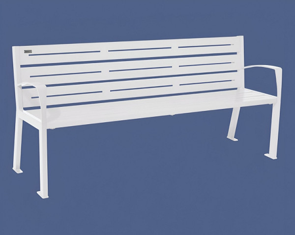 Procity Sitzbank Silaos® 6 Leisten, 100% Stahl, Mit Armlehne, Ein- Oder Zweifarbirg, RAL 9010/RAL 9010, 209616.9010