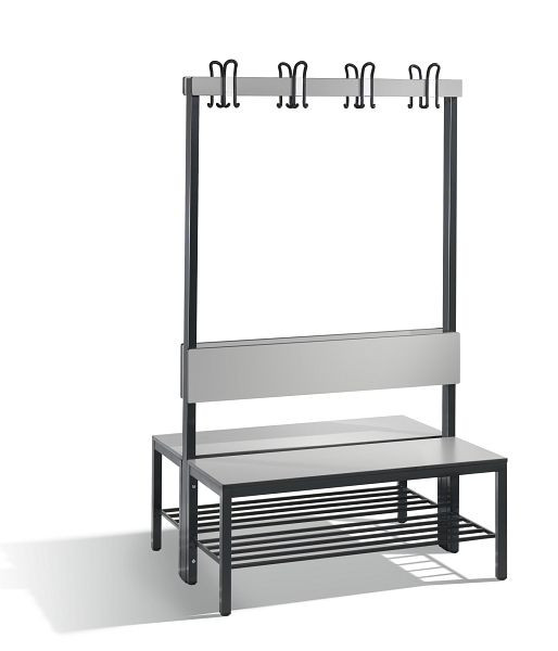 C+P Doppelseitige Garderobenbank mit Rückenlehne, Basic Plus, H1650xB1000xT760mm, 8060-210 S10003