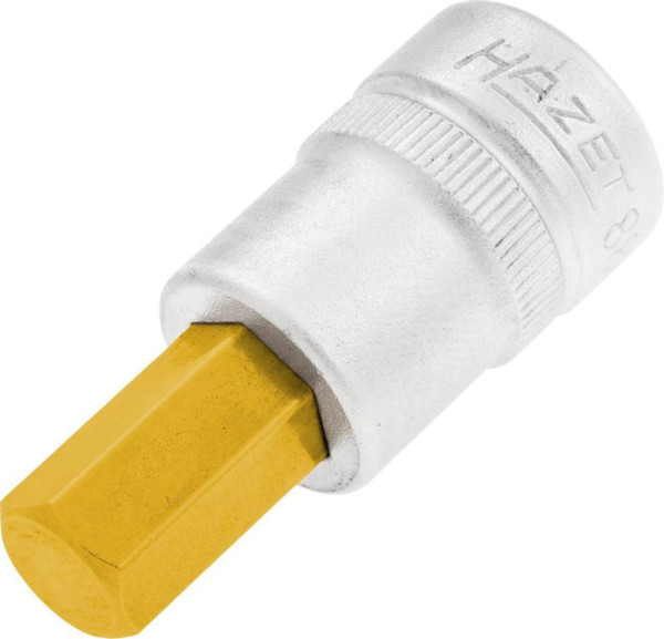 Hazet Schraubendreher-Steckschlüsseleinsatz, Vierkant hohl 10 mm, Innen-Sechskant Profil, 10 mm, extrakurz Mit Rändelung, 8801K-10