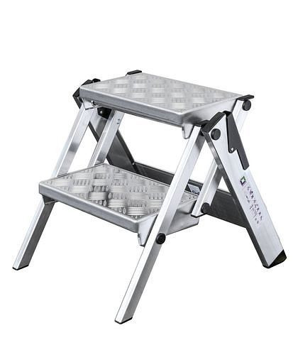 DENIOS Trittleiter aus Aluminium, 2 Stufen, Werkstoff: Aluminium, 274486