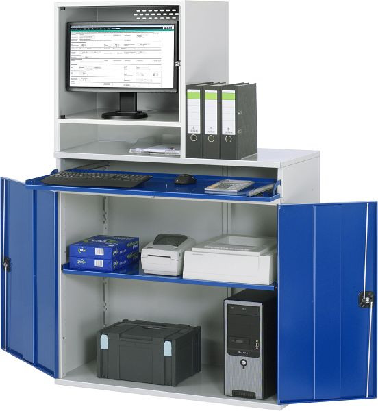 RAU Computer-Schrank - Modell 65, B1100 x T520 x H1770 mm, Monitorgehäuse B650 x T520 x H710 mm, 07-1100-M65-MG5.11
