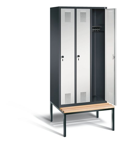 C+P Garderobenschrank Evolo, H2090xB900xT815mm, Farbe: Schwarzgrau / Lichtgrau, 48050-30 S10018