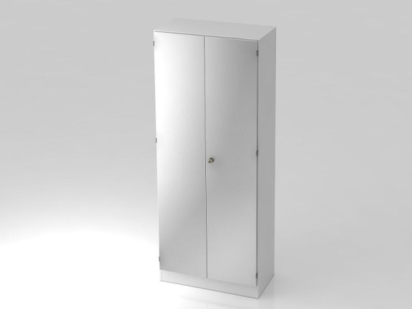 Hammerbacher Garderobenschrank 5OH, Sockelblende, Streifengriff Weiß/Silber, 80x42x200,4 cm (BxTxH), V6200/W/S/SG