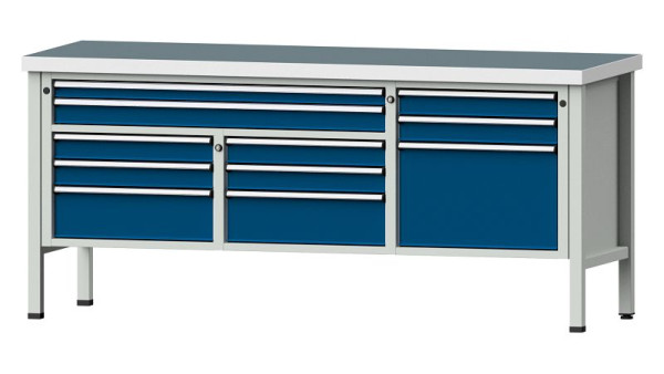 ANKE Werkbänke Kastenwerkbank, Modell 283 V, 2000 x 700 x 900 mm, RAL 7035/5010, UBP 50 mm, 304.559
