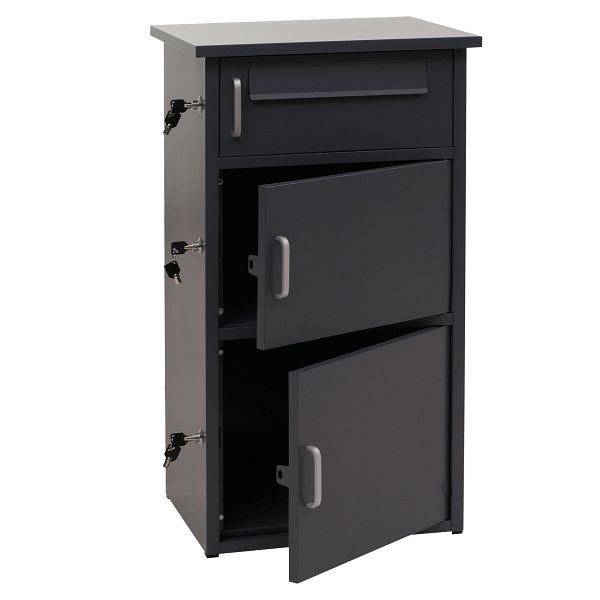 Mendler Paketkasten HWC-O51, Paketbox Paketfach Paketstation Briefkasten 3 Fächer, Stahl 89x49x38cm, dunkelgrau, 118297
