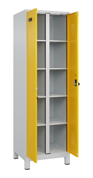 C+P Wäsche-Spind Evolo PLUS, mit Füßen, 2 Abteile, 1950x600x500mm, 7035/1023, Verschluss Drehriegel, 049012-20B S10001