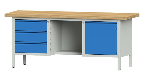 ANKE Werkbänke Kastenwerkbank, Modell 355 E, 2000 x 700 x 850 mm, RAL 7035/5012, BMP 50 mm, 510.409