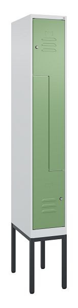 C+P Z-Spind Classic PLUS, Gestell, 2 Abteile, 2120x300x500mm, 7035/6011, Zylinderschlösser, 0800337-102 S10021