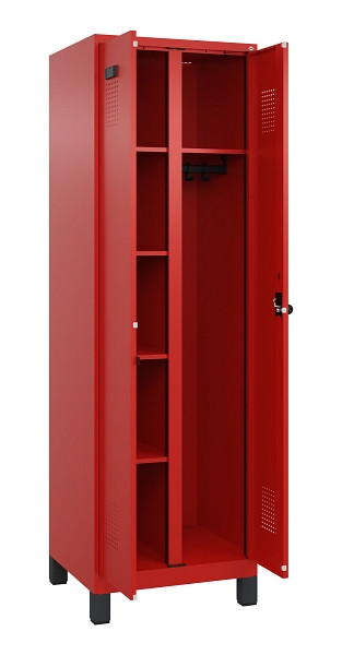 C+P Wäsche-/Garderobenspind Evolo PLUS, mit Füßen, 2 Abteile, 1950x600x500mm, 3, Frontfarbe RAL 3020 Verkehrsrot, Drehriegel, 049610-20 S10025