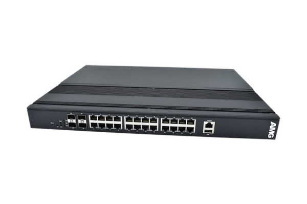 AMG Systems Industrieller managed Switch, 24 x 10/100/1000BT 30W POE, 4 x 1/2,5/10GFX SFP Slot, AMG560-24GAT-4XS-P300
