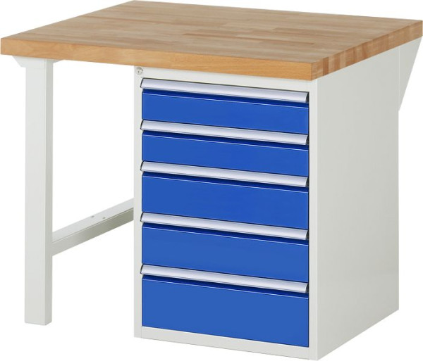 RAU Werkbank Serie 7000 - Baukasten-Bauweise, Unterbau-Container (5x Schublade), 1000x840x900 mm, 03-7513A1-109B4S.11