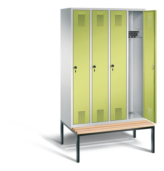 C+P Garderobenschrank Evolo, H2090xB1190xT815mm, Farbe: Lichtgrau / Viridingrün, 48050-40 S10334