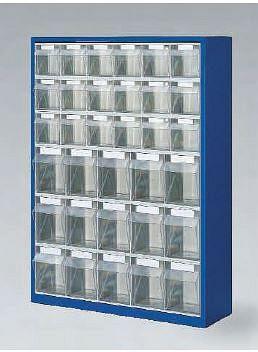 Gruber Systeme Magazinschrank mit Klarsichtmagazinen 18x Größe B 15xC, B665xT250xH910mm, lichtgrau, KWE 08065-66