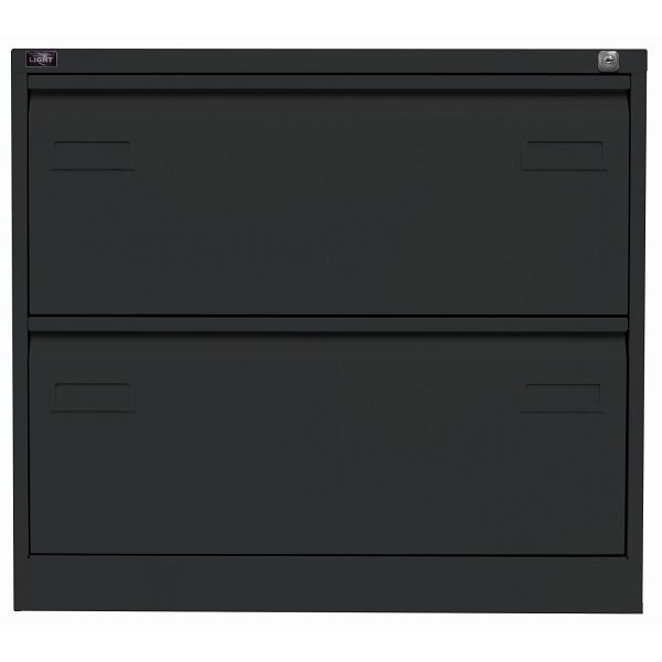 Bisley LIGHT Hängeregistraturschrank LIGHT, doppelbahnig, 2 HR-Schubladen, 133 schwarz antibakteriell, CDF2133