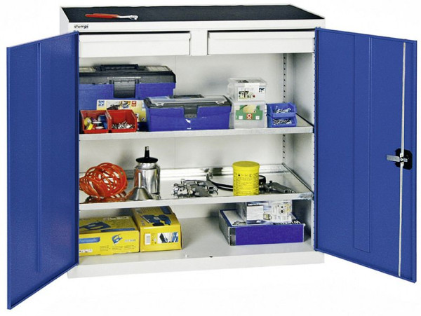 stumpf Werkzeug- und Materialschrank Serie 2000, 7035/5010, 2 Schubladen, 2 Fachböden durchgehend, 2007274