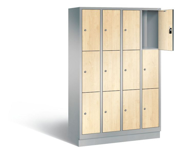 C+P Schließfachschrank Evolo, H1800xB1190xT500mm, Farbe: Weißaluminium / Dekor Donau-Ahorn, 48020-403 S10253