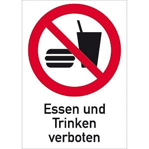 Moedel Essen und Trinken verboten ISO 7010, Kombischild, Folie, 131x185 mm, 58409