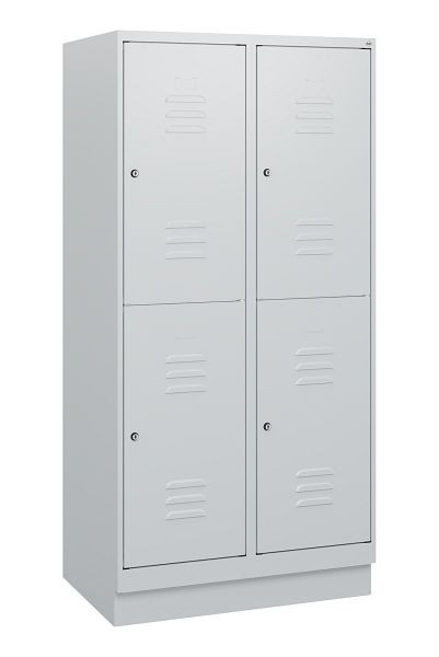 C+P Doppelstöckiger Spind Classic PLUS, Sockel, 2 Abteile, 1630x800x500mm, 7035/7035, Zylinderschlösser, 0803205-22 S10039