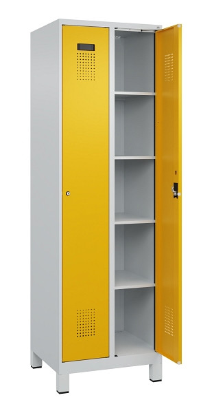 C+P Wäsche-Spind Evolo PLUS, mit Füßen, 2 Abteile, 1950x600x500mm, 7035/1004, Verschluss Zylinderschloss, Ablageböden 8, 049010-20B S10027