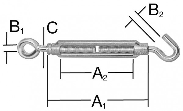 Vormann Spannschloss M5 x 50 Haken/Öse, VE: 10 Stück, 007900224AV