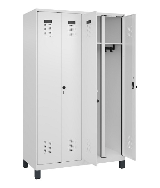 C+P Schwarz-Weiß-Spind Evolo PLUS, mit Füßen, 4 Abteile, 1950x1200x500mm, 9016/9016 Verkehrsweiß, Abteile 4, Abteilbreite 300 mm, 049012-40 S10020