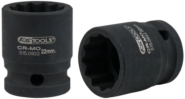 KS Tools 1/2" 12-kant-Kraft-Stecknuss, kurz, 22mm, 515.0922