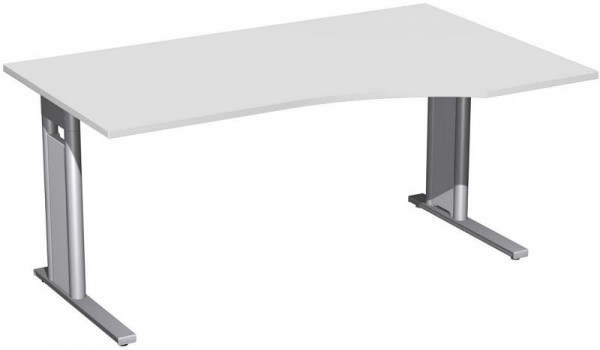 geramöbel PC-Schreibtisch rechts starr, C Fuß Blende optional, 1600x1000x720, Lichtgrau/Silber, N-648311-LS