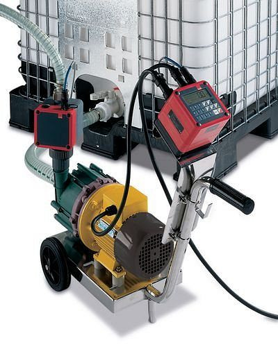 DENIOS Fahrgestell mit Zähler ohne Mengenvorwahl für trockenlaufgeeignete Kreiselpumpe, batteriebetrieben, 137400