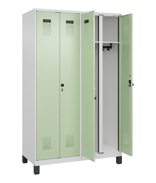 C+P Schwarz-Weiß-Spind Evolo PLUS, mit Füßen, 4 Abteile, 1950x1200x500mm, 9016/6019 Weissgrün, Abteile 4, Abteilbreite 300 mm, 049012-40 S10019