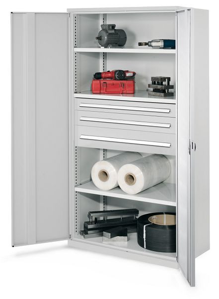 Kappes Schwerlastschrank ohne Mitteltrennwand, 1950 x 1000 x 600 mm, Mod 46, RAL 7035, Vollblechtüren, 1462.15.1013