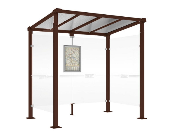 Procity Wartehalle Milano - 2 Seitenverkleidungen, Farbe RAL 8017, Maße: Breite 2500 x Höhe 2545 x Tiefe 1824 mm, 529242.8017