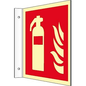 Moedel Fahnenschild Feuerlöscher ISO 7010, Kunststoff, nachleuchtend, 160-mcd, 200x200 mm, 65389