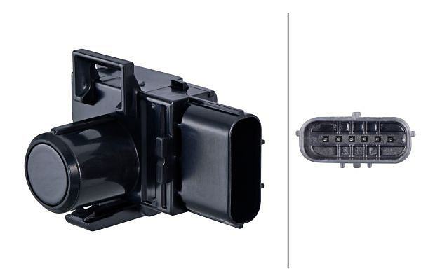 HELLA Sensor, Einparkhilfe, viereckig, 6-polig, gesteckt, lackierbar, 6PX 358 141-861
