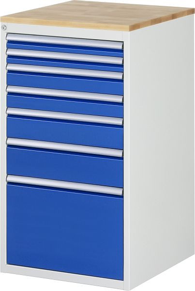 RAU Schubladenschrank Serie 7000, B580xT650xH1035mm, Schubladen: 2xH60, 2xH90, 1xH120, 1xH150, 1xH360mm, Buche-Massiv-Arbeitsplatte, 03-L7.9A-B.11