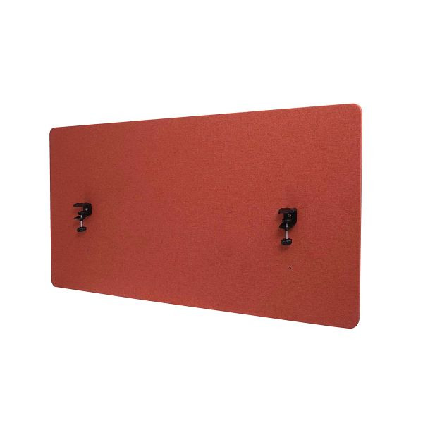 Mendler Akustik-Tischtrennwand HWC-G75, Büro-Sichtschutz Schreibtisch Pinnwand, doppelwandig Stoff/Textil, 60x120cm braun, 79524+71943