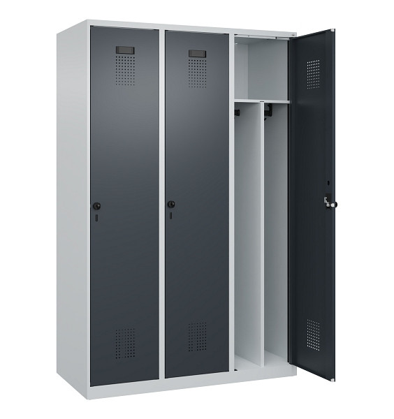 C+P Spind Evolo PLUS, 3 Abteile, 1850x1200x500mm, 7035/7016, Verschluss Drehriegel, 049000-32F S10012