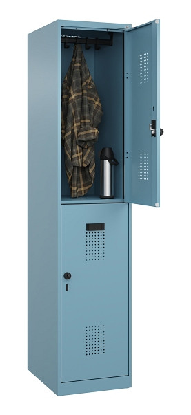 C+P Doppelstöckiger Spind Evolo PLUS, 2 Fächer, 1850x400x500mm, 0010/0010, Drehriegel, 049300-12 S10021