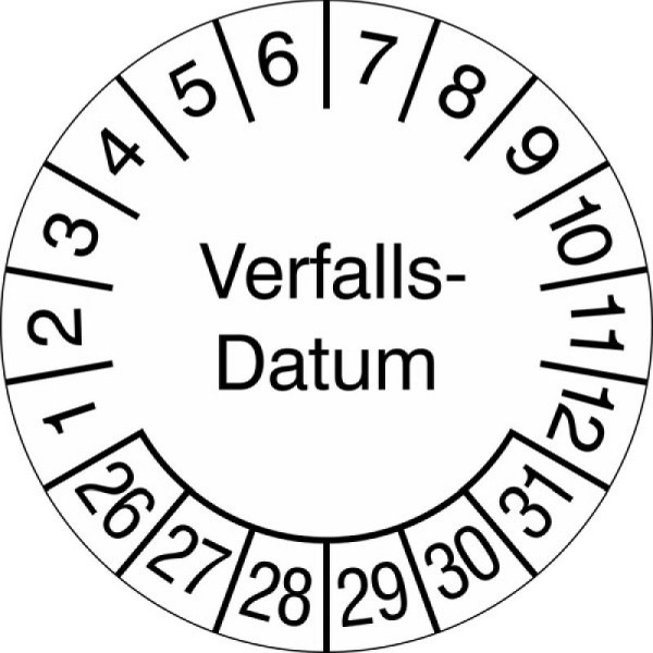 Stein HGS Prüfplaketten ohne Jahresfarbe (6 Jahre), Verfalls-Datum, 2026-2031, 31.3691-26