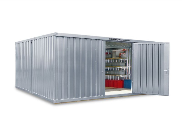 FLADAFI Materialcontainer-Kombination MC 1540, vormontiert, mit Holzfußboden, 5.080 x 4.340 x 2.150 mm, Einflügeltür auf der 5 m Seite, F15400101-F1541