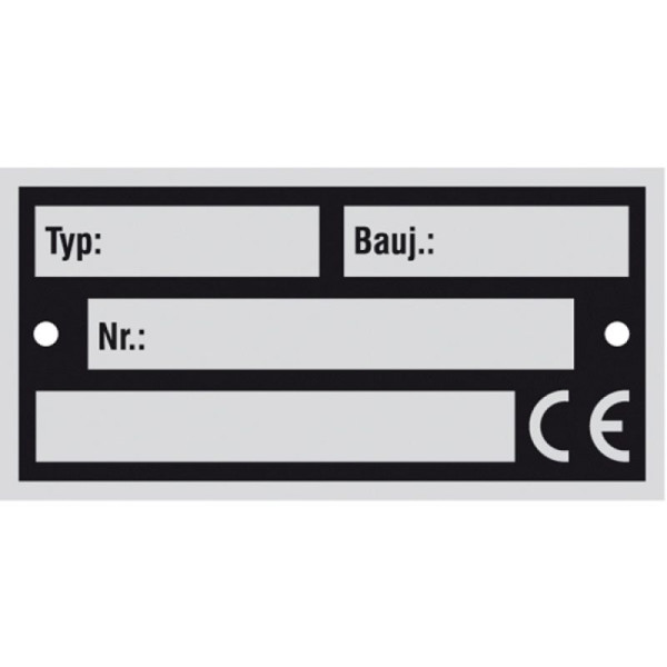 Stein HGS Typen- und Leistungsschild, Alu, hart / 0,56 mm, Maße (BxH): 52 x 26 mm, 51.0765