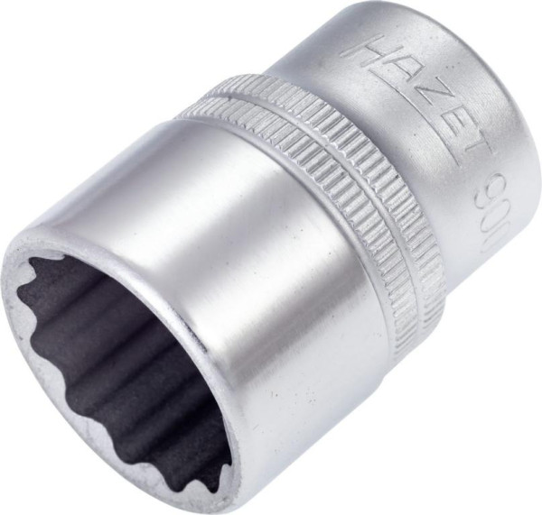 Hazet Steckschlüsseleinsatz, Doppelsechskant, Vierkant hohl 12,5 mm (1/2 Zoll), 22 mm, Mit Rändelung, 900Z-22