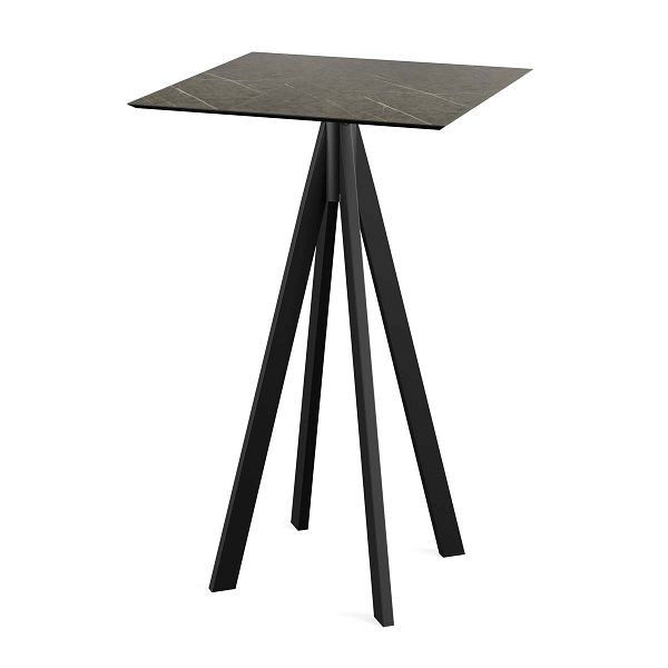 Feros Infinity Stehtisch Schwarz gestell + Midnight Marble HPL 70x70 cm, 120041677