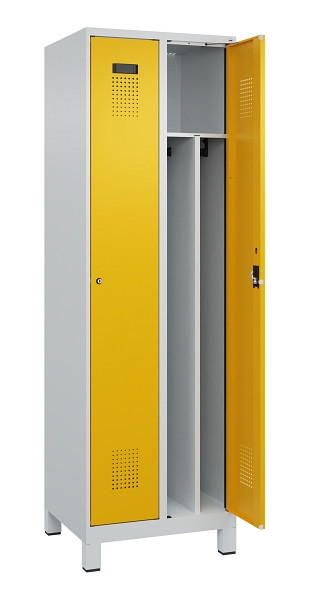 C+P Spind Evolo PLUS, mit Füßen, 2 Abteile, 1950x600x500mm, 7035/1004, Verschluss Zylinderschloss, 049010-20F S10027