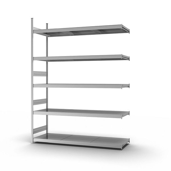 hofe Großfach-Anbauregal, 3000x600x2200 mm, 5 Fachebenen, verzinkt, 350 kg Fachlast, 2000 kg Feldlast, zweiseitige Bedienung, GZA30622B