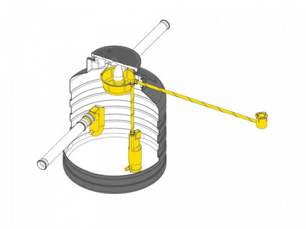 Speidel Komplettset Mini-Erdspeicher 500 Liter, Filterkorb, Überlauf-Siphon, Durchgangssperre, Gartenpumpe SubTronic S, 08270-0001