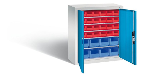 C+P Magazinschrank Serie 13, H830xB700xT300mm, Farbe: Lichtgrau / Lichtblau, Muldengriff, 134013-24 S10034