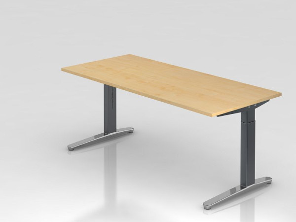 Hammerbacher Schreibtisch C-Fuß 180x80cm Ahorn/Graphit (Poliert), Rechteckform, VXB19/3/GC